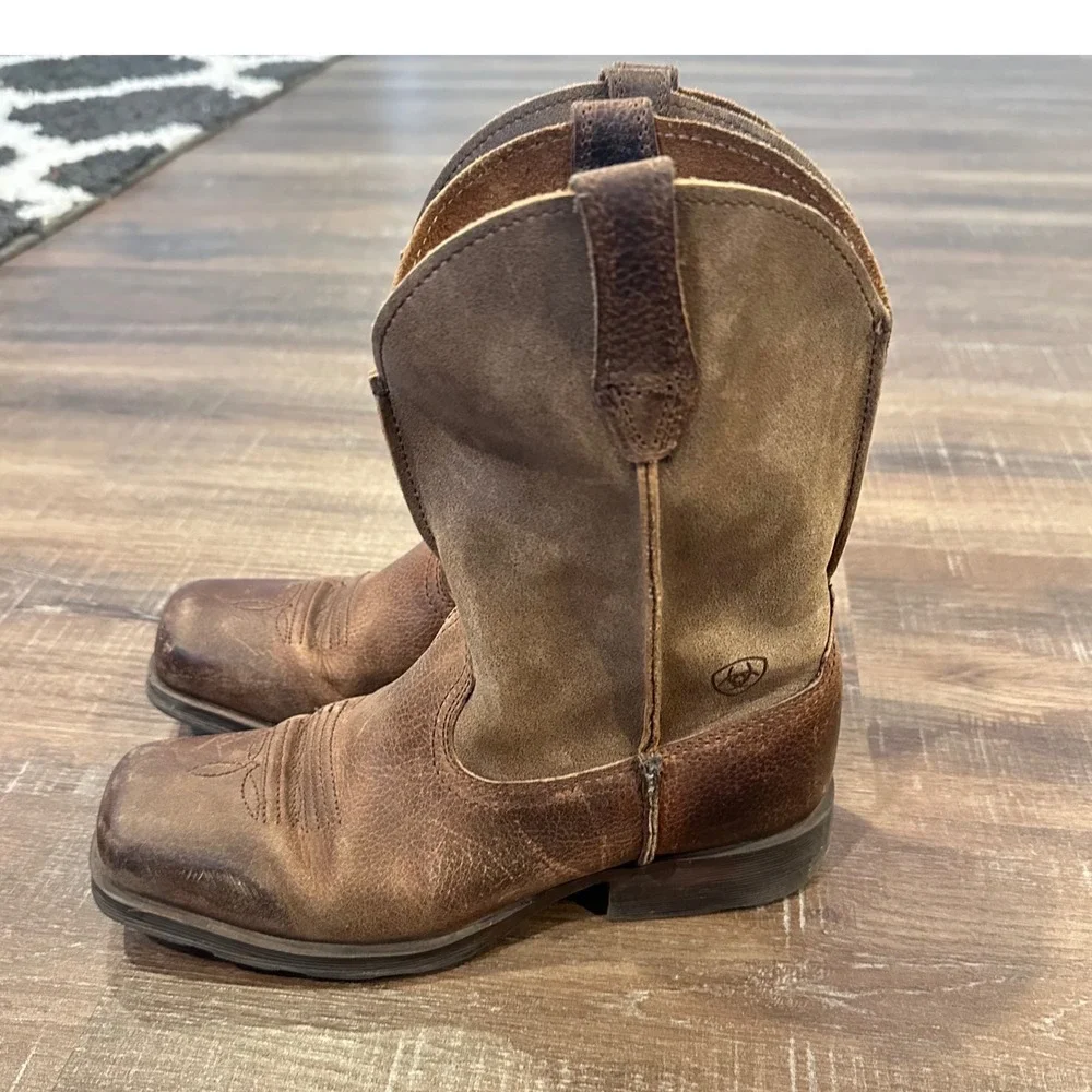 Ariat Kids Brown Rambler Leather Western Cowboy Boots Square Toe‎ Sz 2 Y Farm
